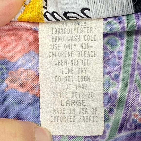 Silver Threads Womens Large Vintage Button Up Shirt Purple Red Silver Paisley LS - Picture 3 of 9